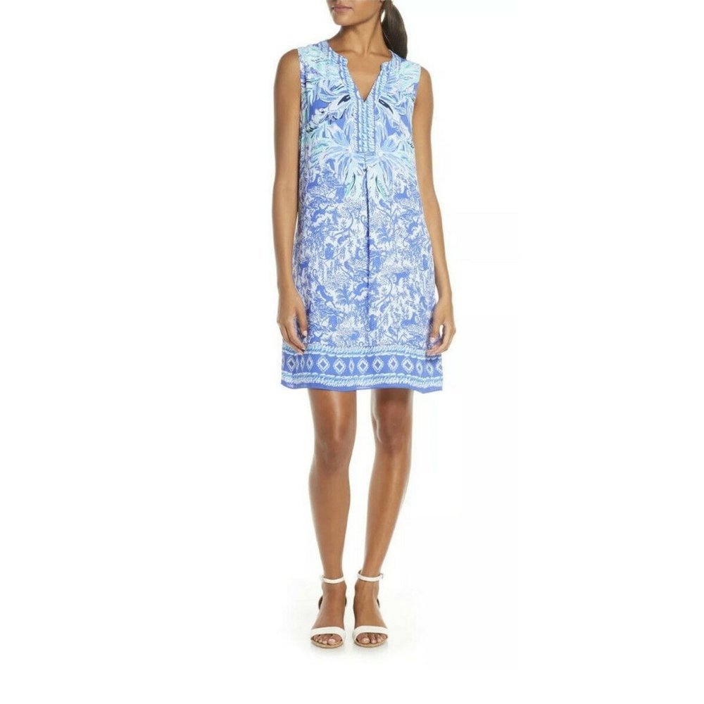 Lilly Pulitzer EVAH SHIFT DRESS SIZE XS High Tide Navy Ready Set Gecko New NWT